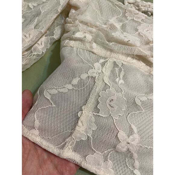 Divided by H&M Womens Top Size Extra Small XS Cream Sheer Lace Long Sleeve Crop - Picture 5 of 7